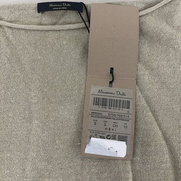 Massimo Dutti Womens Sweater Linen S Small Drop shoulder boat neck 5756/769 NWT - Picture 4 of 14